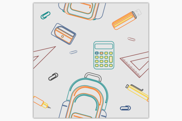 Outline School Stuffs Seamless Pattern