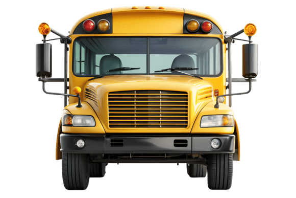Yellow School Bus Front View Isolated: A Bold Design Asset